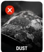 Dust damage — unprotected